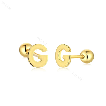 Letter Screw on Stud Earrings shop name