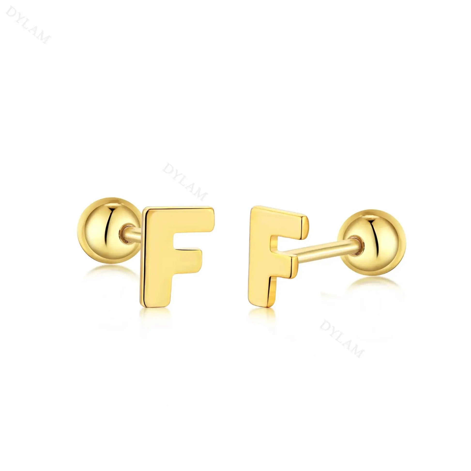 Letter Screw on Stud Earrings shop name