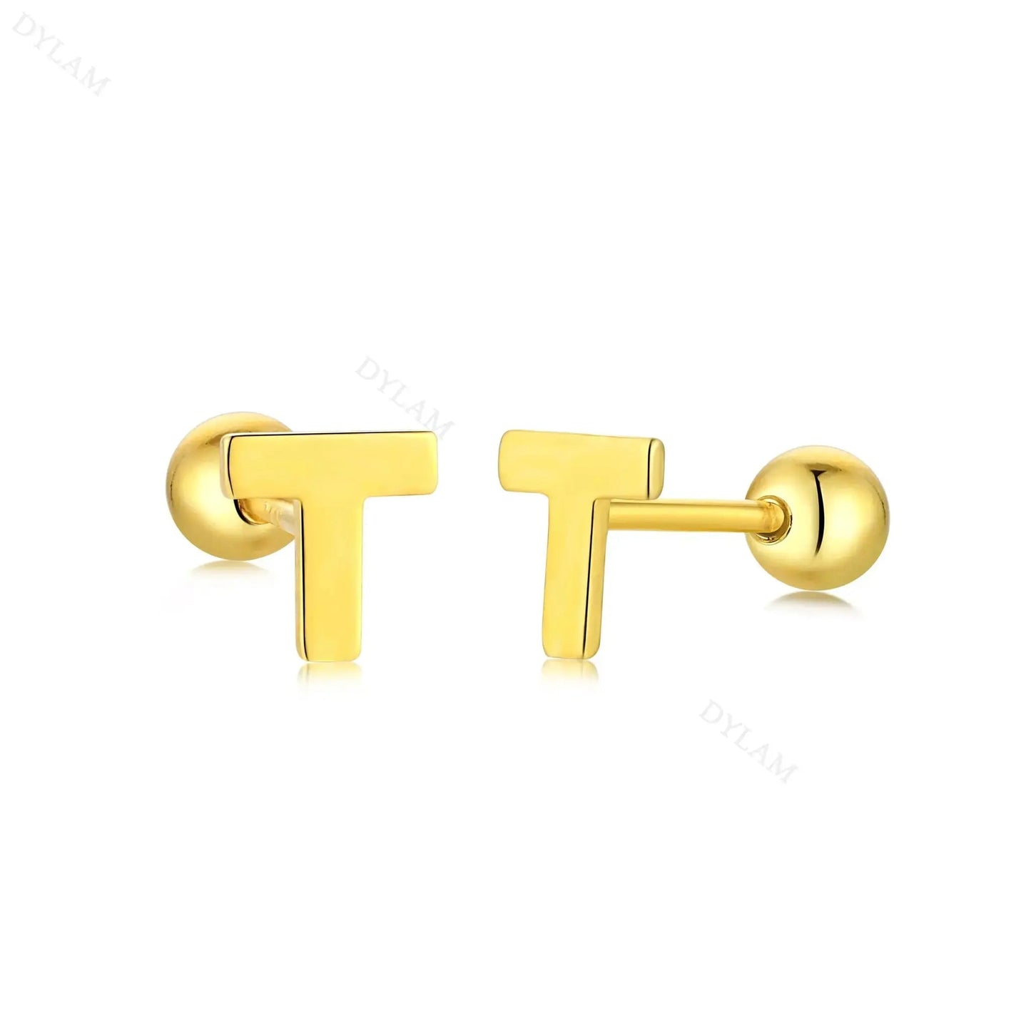 Letter Screw on Stud Earrings shop name