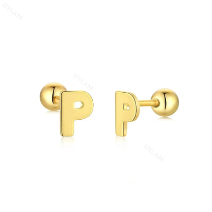 Letter Screw on Stud Earrings shop name