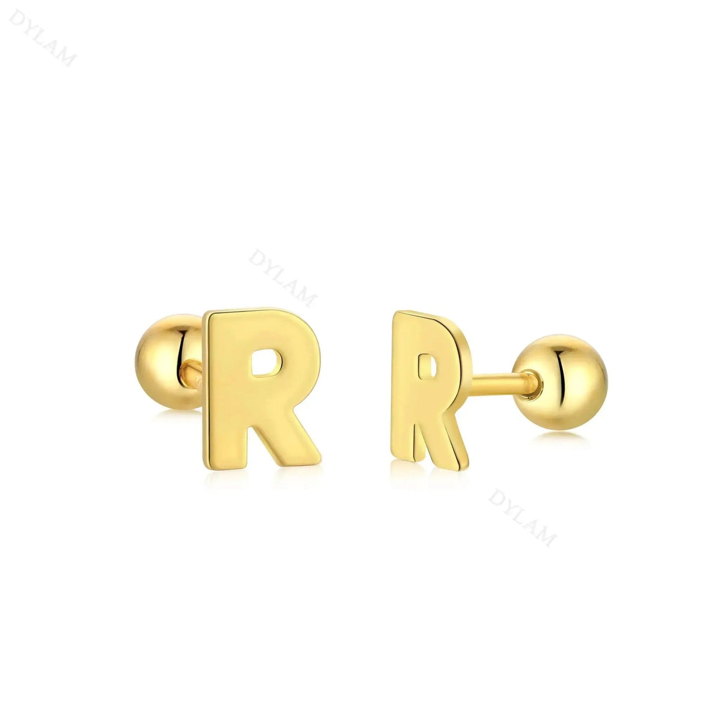 Letter Screw on Stud Earrings shop name