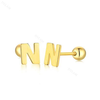 Letter Screw on Stud Earrings shop name