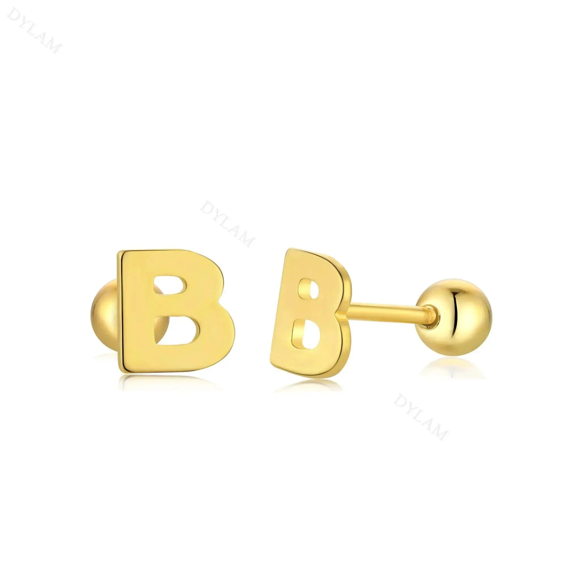 Letter Screw on Stud Earrings shop name