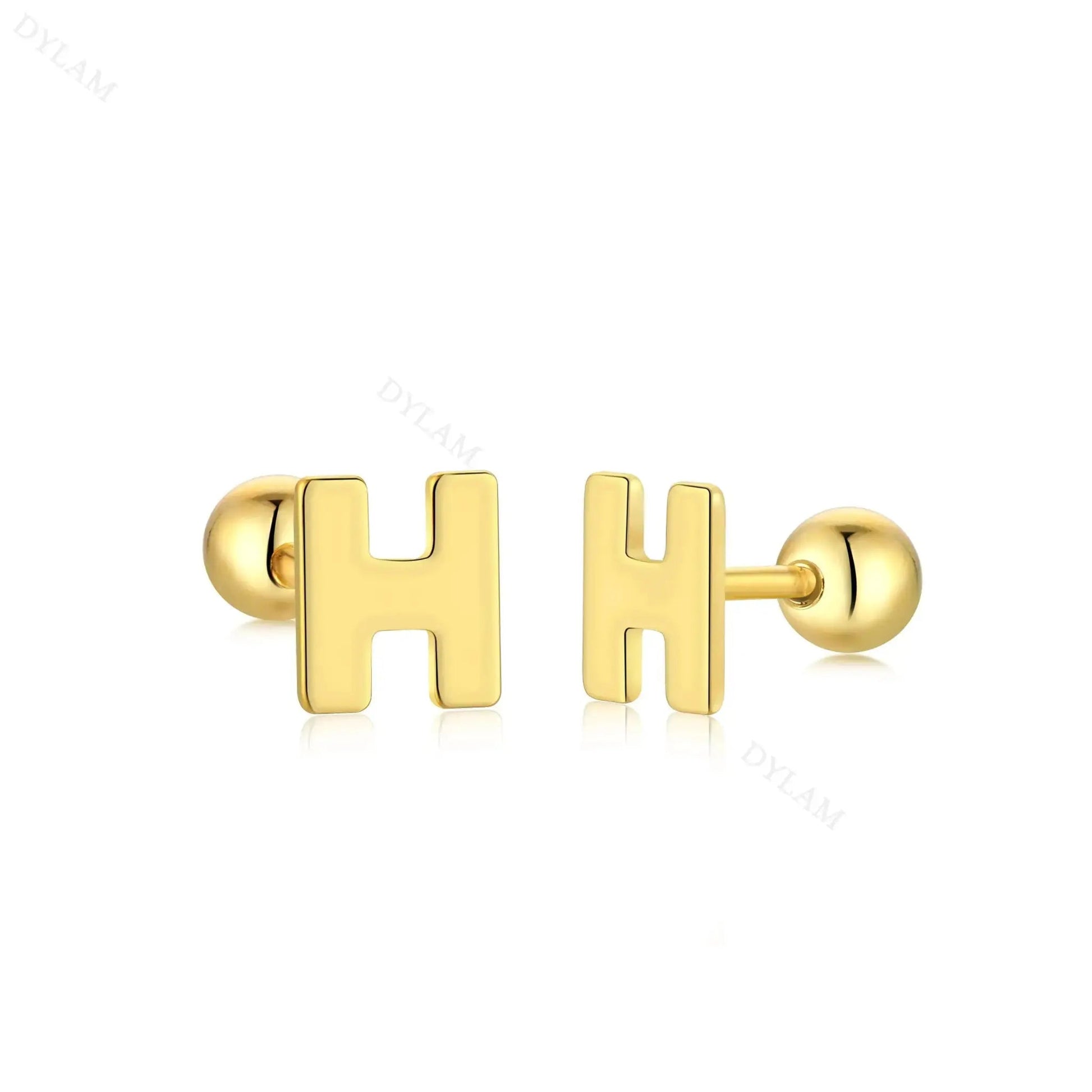 Letter Screw on Stud Earrings shop name