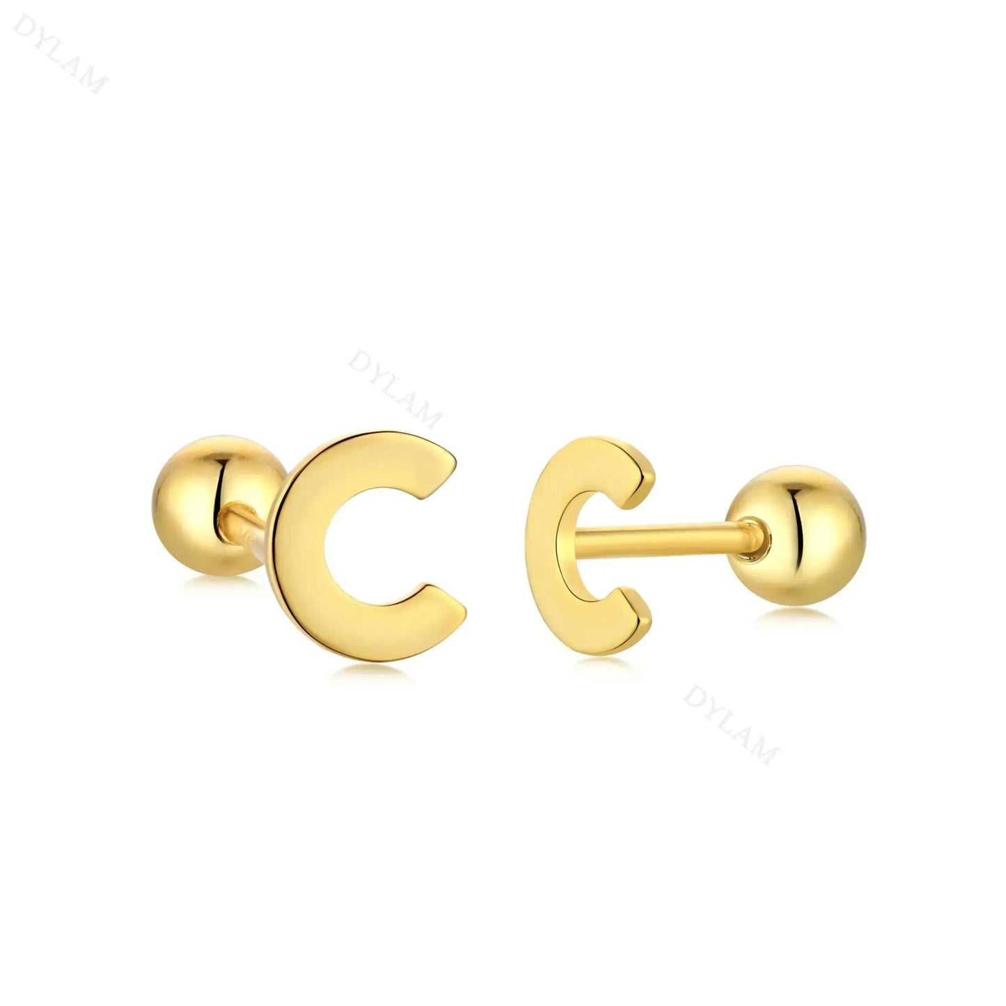 Letter Screw on Stud Earrings shop name