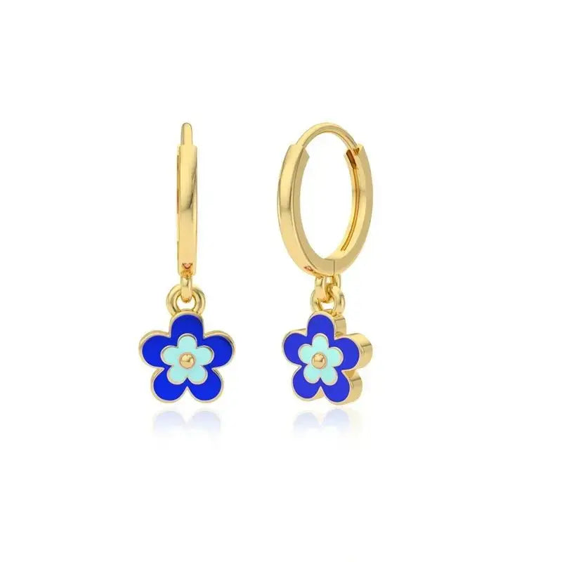 Little Gems Flower Enamel Charm Hoops Earrings