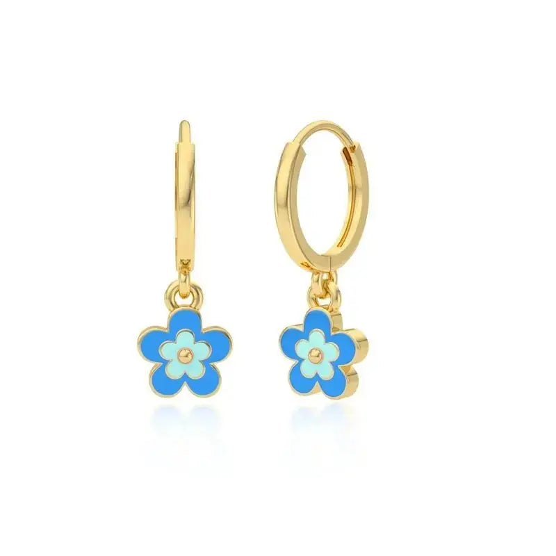 Little Gems Flower Enamel Charm Hoops Earrings