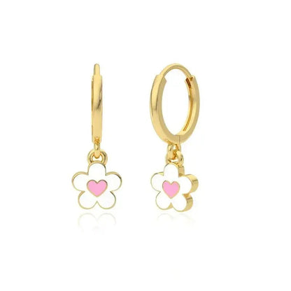 Little Gems Flower Enamel Charm Hoops Earrings