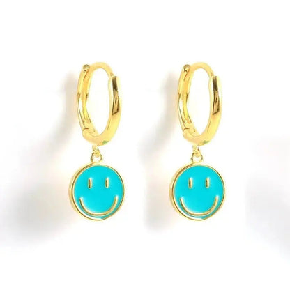 Little Gems Pendant Hoops - Bright Smily faces