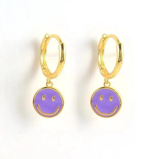 Little Gems Pendant Hoops - Bright Smily faces