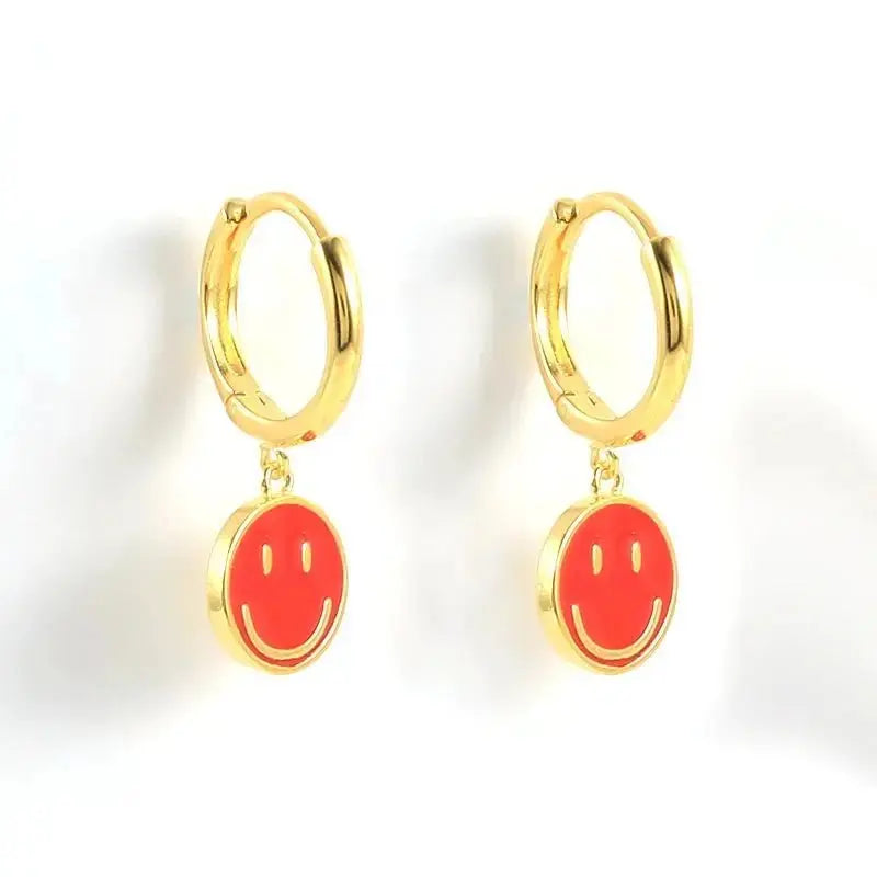 Little Gems Pendant Hoops - Bright Smily faces