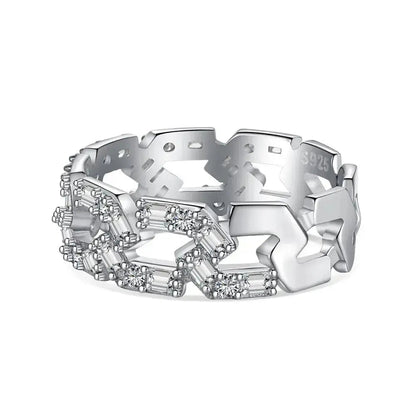 Lux Silver Dazzle Pattern Ring shop name