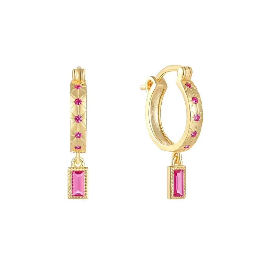 Medium Colourful Drop Gold Hoops