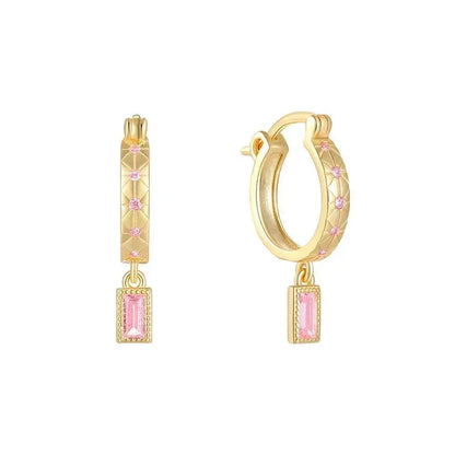 Medium Colourful Drop Gold Hoops