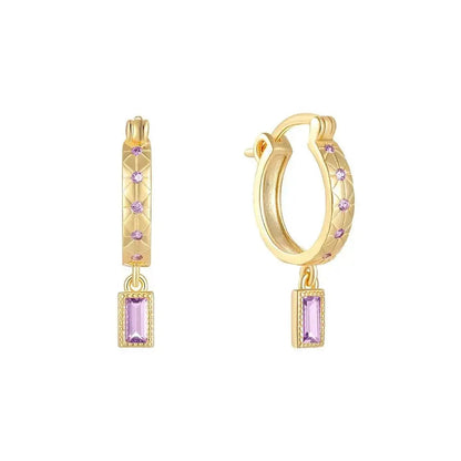 Medium Colourful Drop Gold Hoops