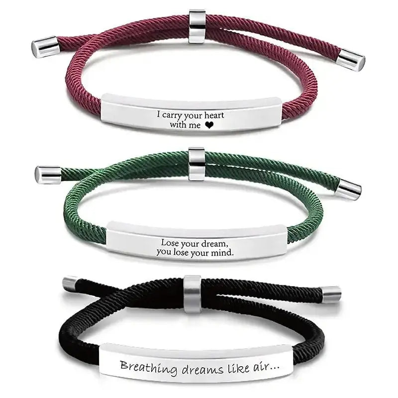 Milan Rope Engraved Bar Bracelet