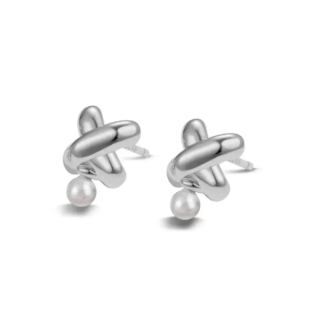 Mini Knot Pearl Stud Earrings shop name