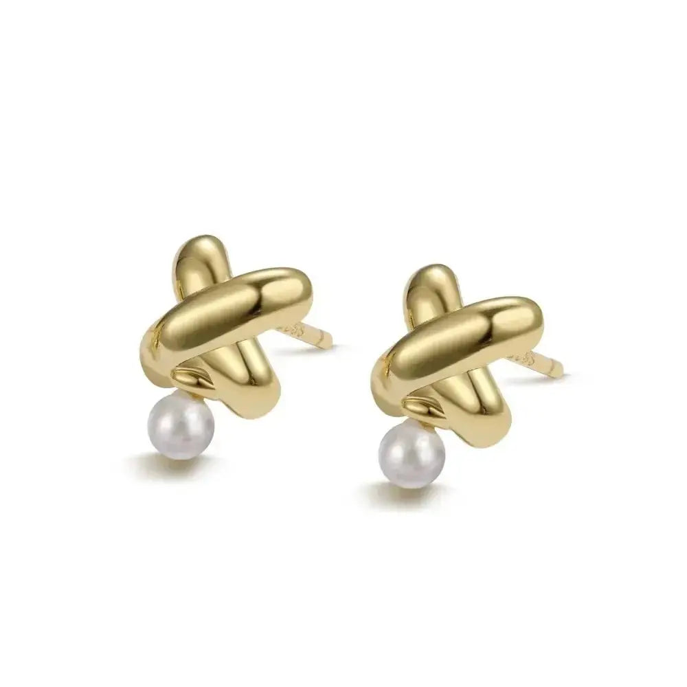 Mini Knot Pearl Stud Earrings shop name