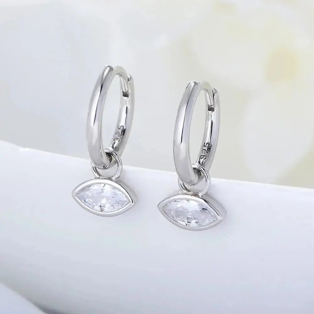 Minimal Charm Drop Marquise Eye Hoop Earrings shop name