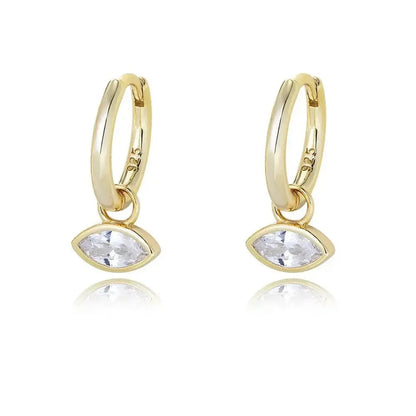 Minimal Charm Drop Marquise Eye Hoop Earrings shop name