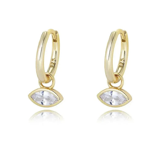 Minimal Charm Drop Marquise Eye Hoop Earrings shop name