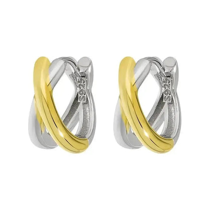 Mixed Metal Criss Cross Hoop Earrings shop name