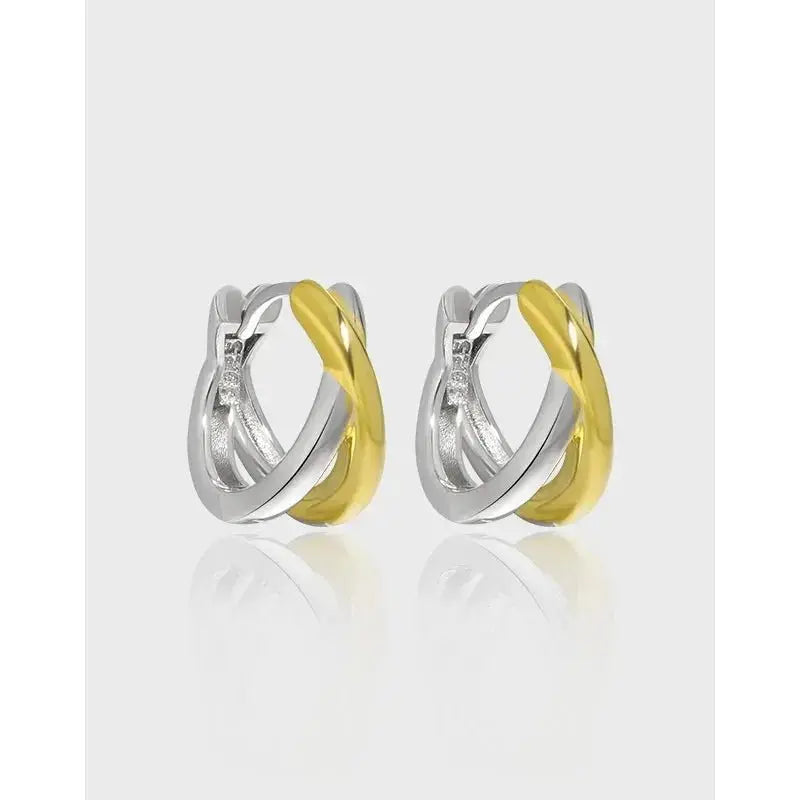 Mixed Metal Criss Cross Hoop Earrings shop name