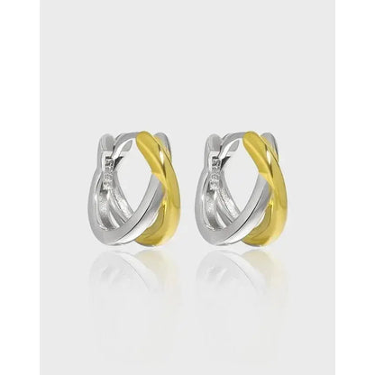 Mixed Metal Criss Cross Hoop Earrings shop name