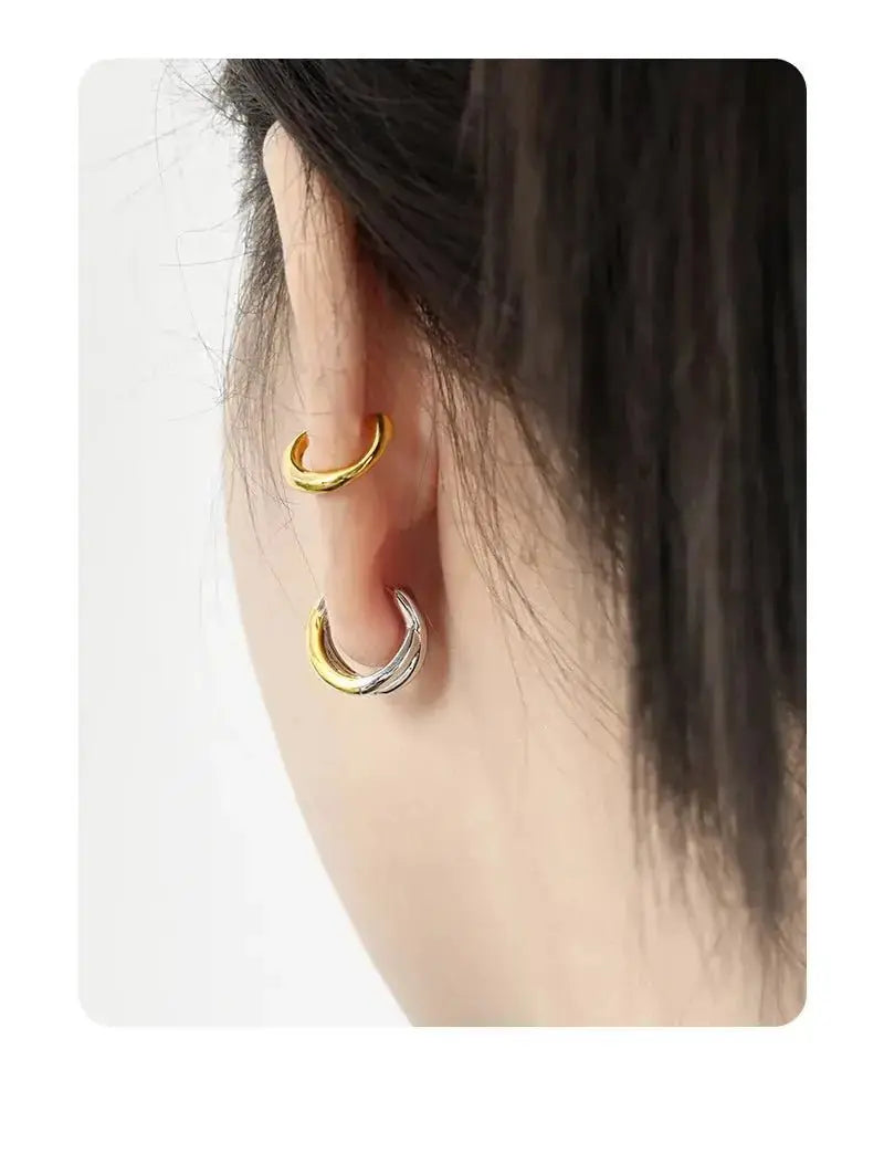 Mixed Metal Criss Cross Hoop Earrings shop name