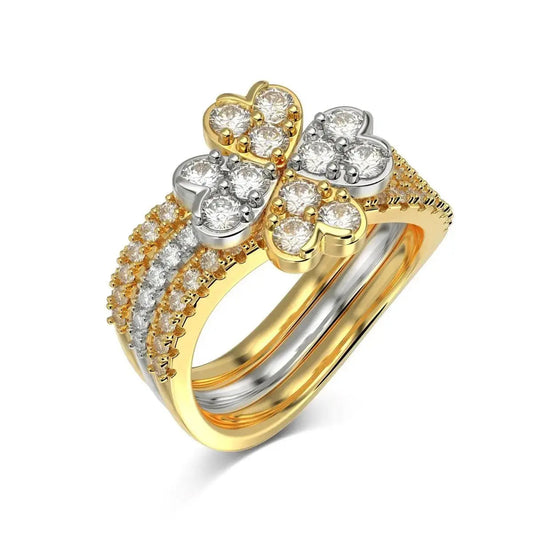 Mixed Metal Stackable Clover Ring 3 in 1