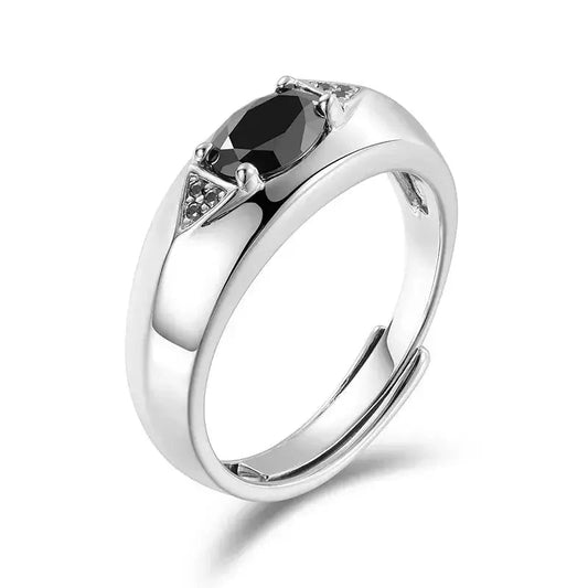 Moissanite Black Eye of Horus Mens Ring