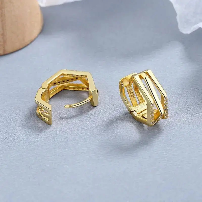 Multilateral Geometric Polygon Chunky Hoop Earrings