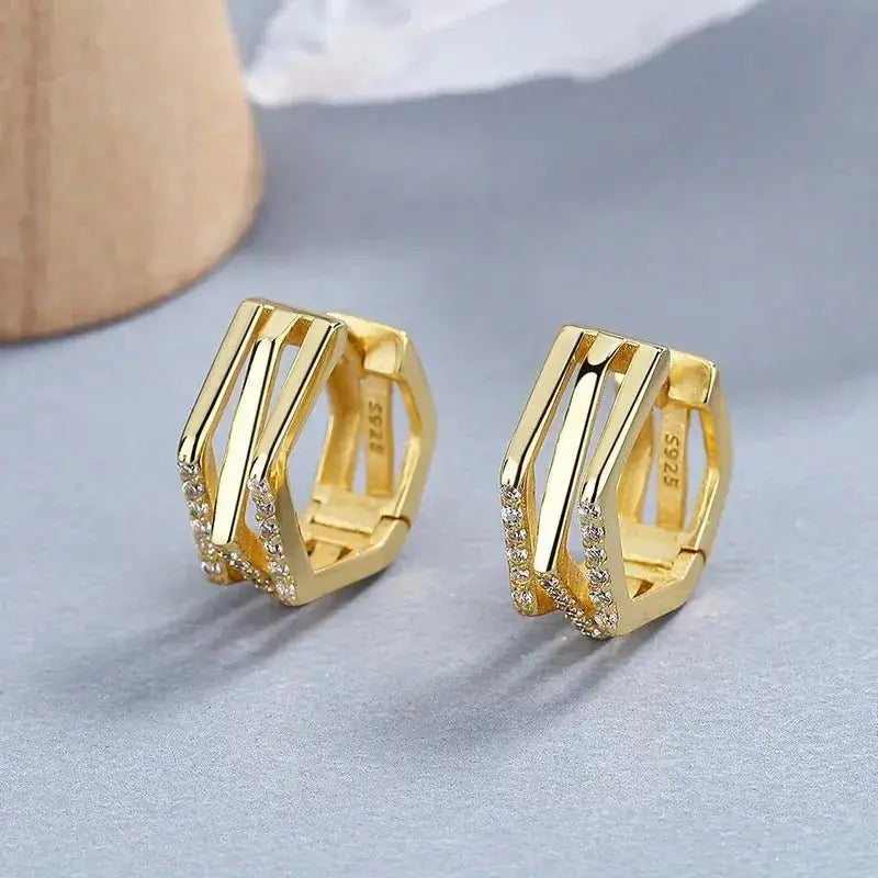 Multilateral Geometric Polygon Chunky Hoop Earrings