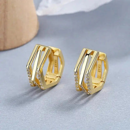 Multilateral Geometric Polygon Chunky Hoop Earrings