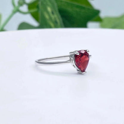 Natural Red Garnet Pear Cut Silver Ring shop name