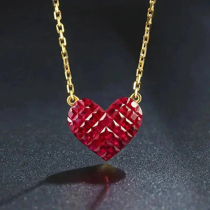 Natural Ruby 0.8 Ct Heart Pendant 18K Solid Gold Necklace shop name