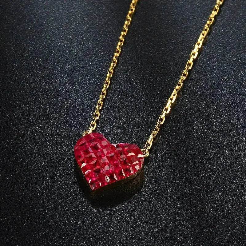 Natural Ruby 0.8 Ct Heart Pendant 18K Solid Gold Necklace shop name