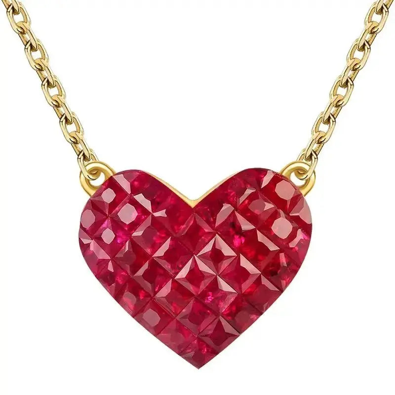 Natural Ruby 0.8 Ct Heart Pendant 18K Solid Gold Necklace shop name