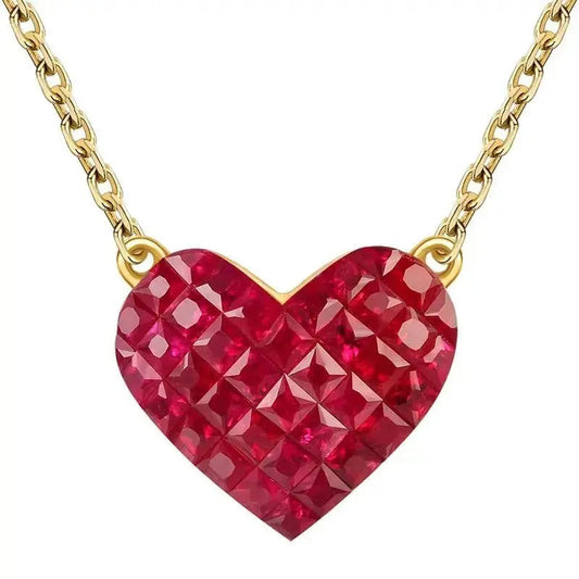 Natural Ruby 0.8 Ct Heart Pendant 18K Solid Gold Necklace shop name