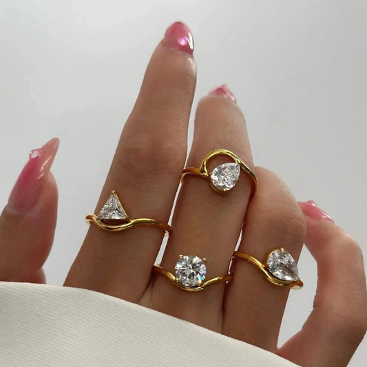 New Fashion Geometric Cut Rings