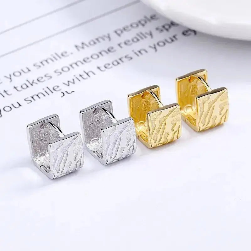 New Modern Trend Surface Embossed Cube Huggie Earring