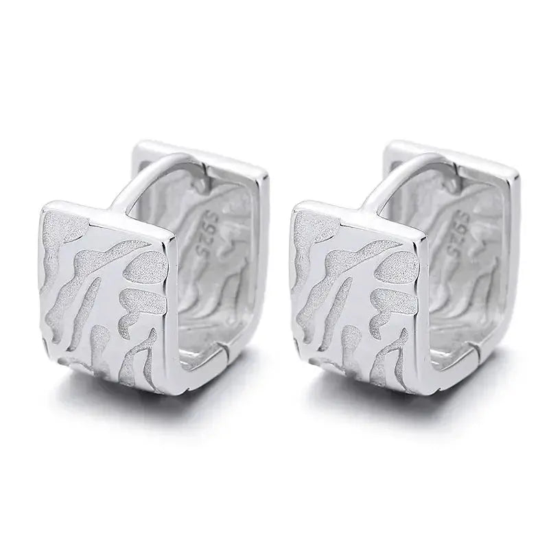 New Modern Trend Surface Embossed Cube Huggie Earring