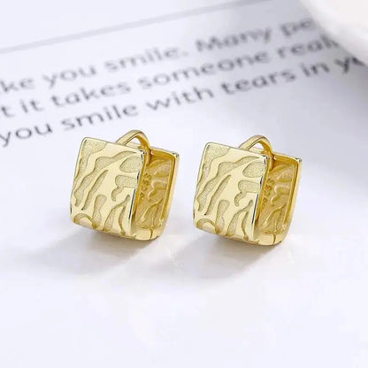 New Modern Trend Surface Embossed Cube Huggie Earring