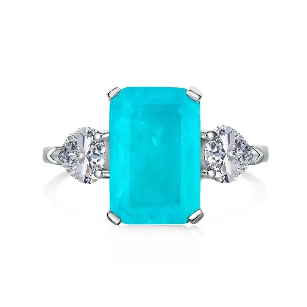 Paraiba Tourmaline Baguette Statement Silver Ring shop name