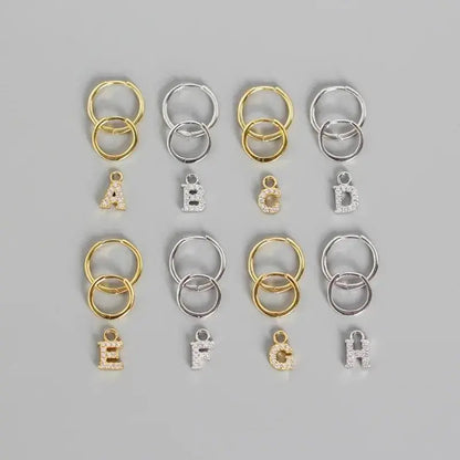 Pave Letter Huggie Earrings