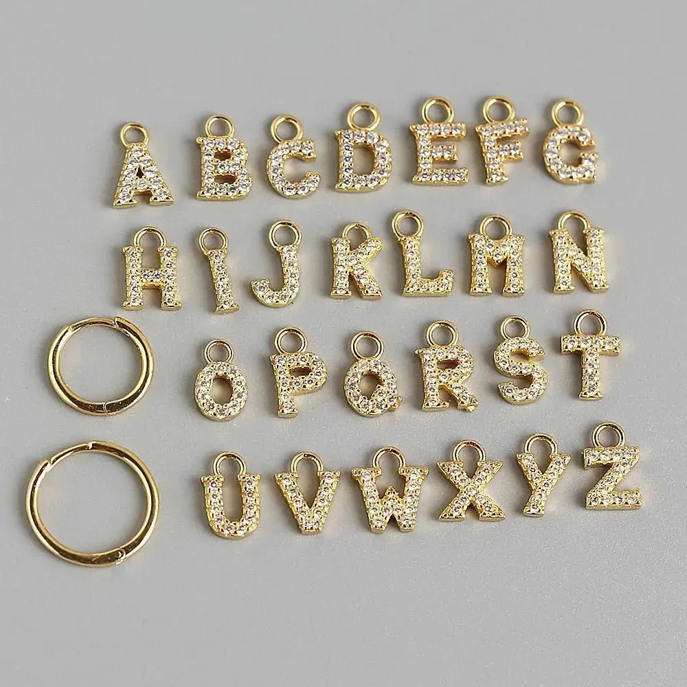 Pave Letter Huggie Earrings shop name