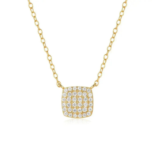 Pave Square Dazzling Dainty Necklace