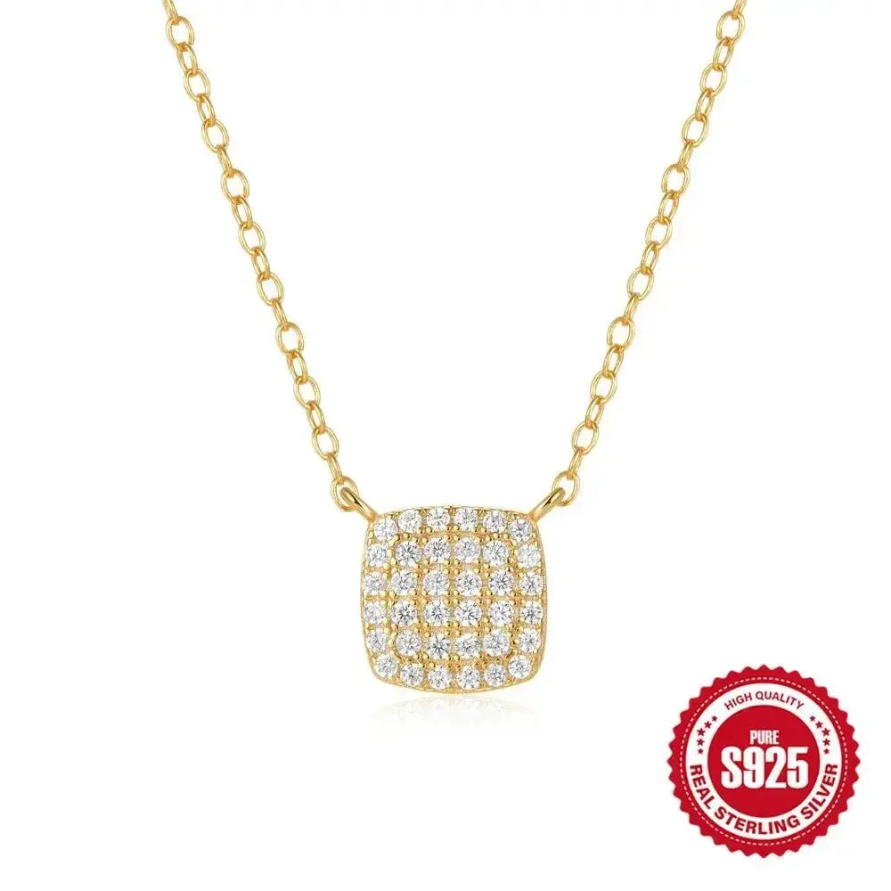 Pave Square Dazzling Dainty Necklace