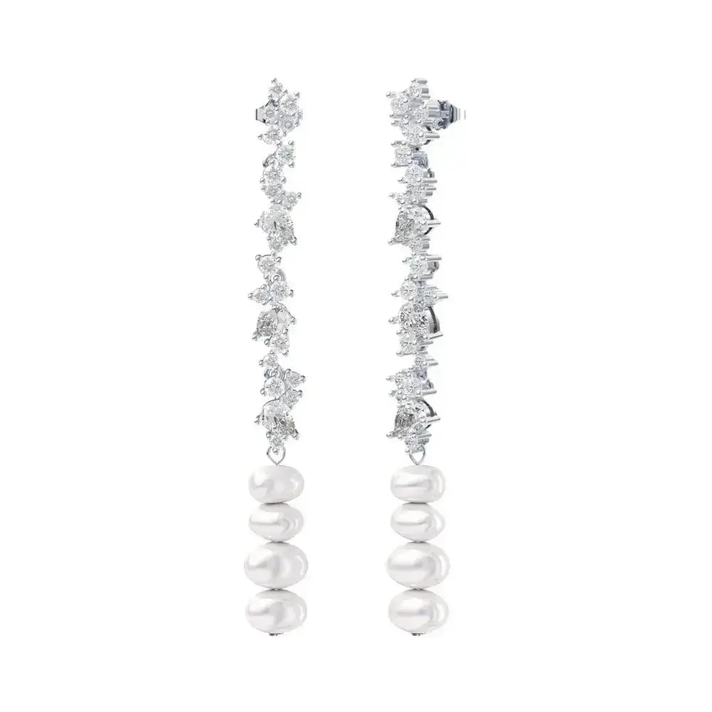 Pearl Silver Drop Stud Earrings shop name