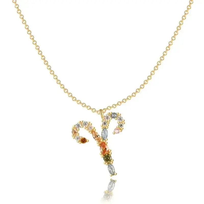 Rainbow Zodiac Necklace in Gold shop name